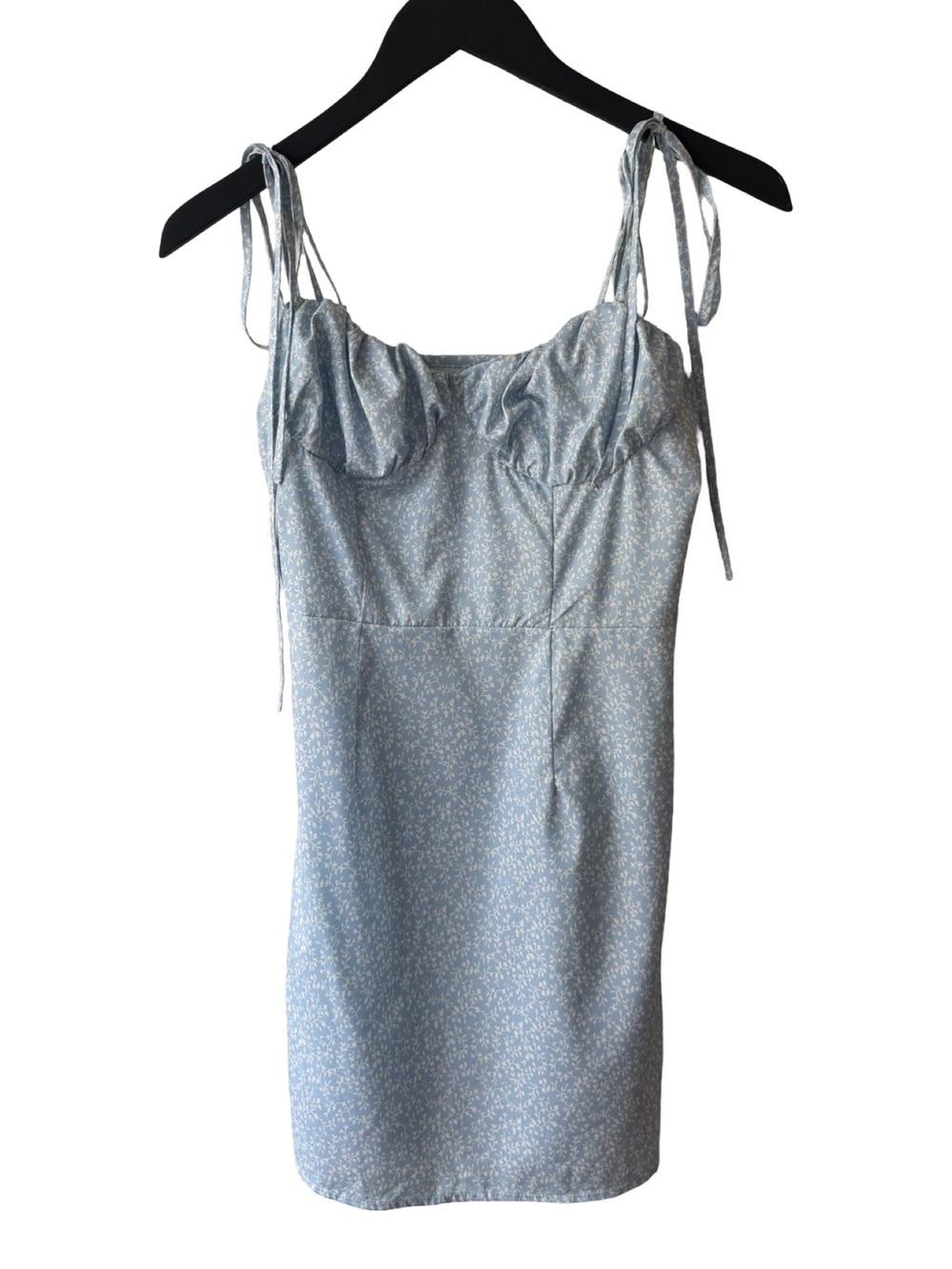 Zara Pale Blue Floral Tie-Shoulder Slip Dress